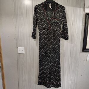 Anthropologie Free People Black Silky Chevron Jumpsuit Size XS